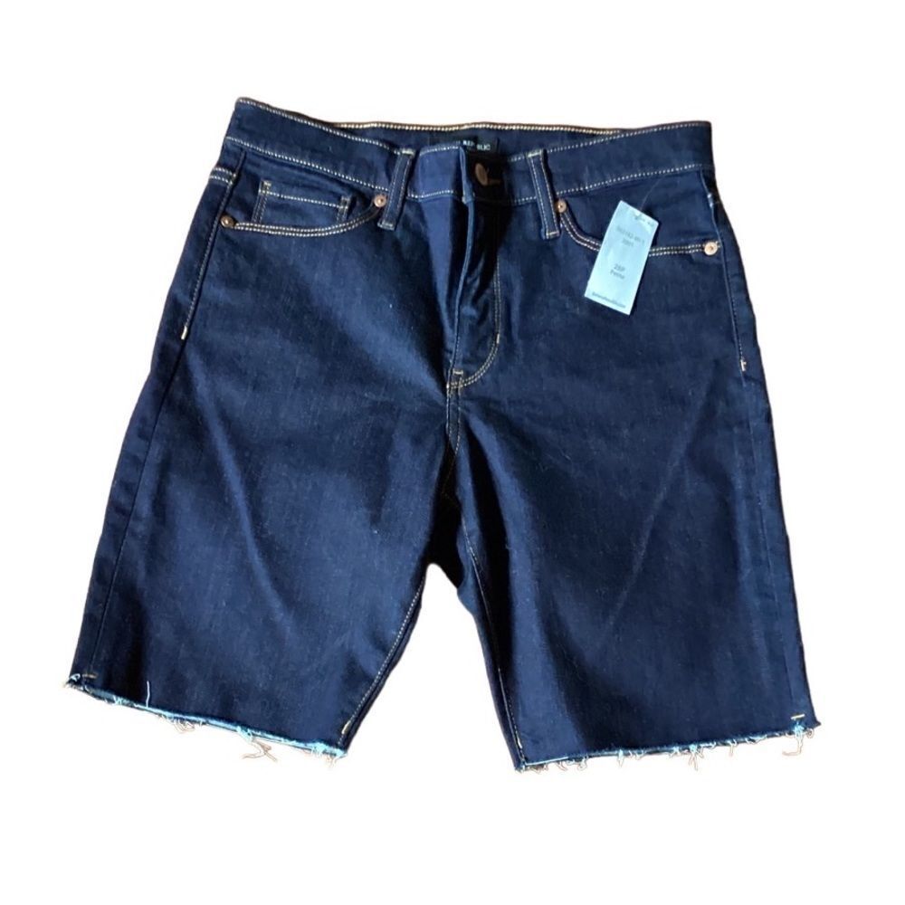 NWT Banana Republic Dark Wash Denim Bermuda Shorts High-Rise 28P Petite